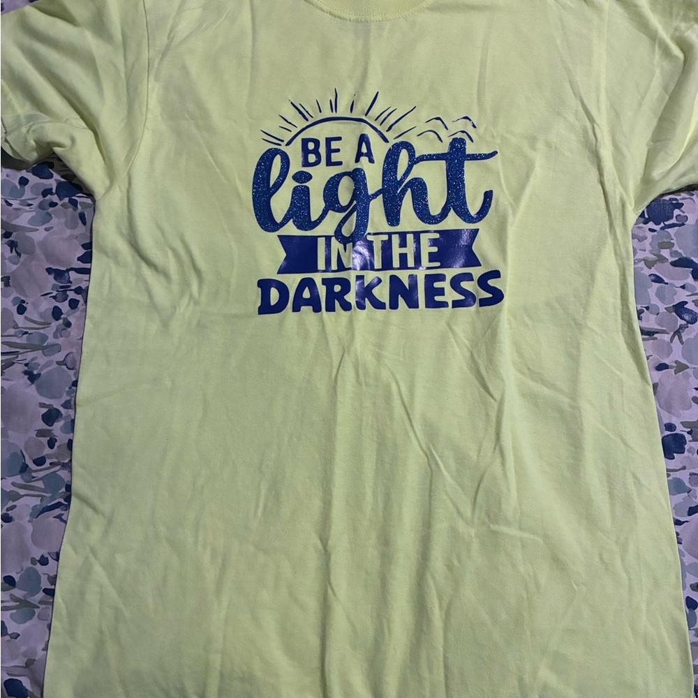 Athletic Works Yellow Tee with Blue Print